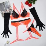 Colorful Embroidered Sexy Underwear Glove Five Piece Set - Image 5