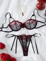 High-Quality Black Erotic Lingerie Set with Steel Support Transparent Embroidery - Image 6