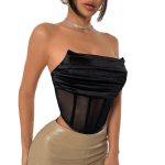 Sweet and Spicy Style Women's Unique Design Patchwork Backless Mesh Halter Nightclub Top - Image 5