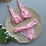 Style Solid Color Tie Cross-border Foreign Trade Separated Women's Swimsuit