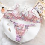 Women's Bra Set Lace Single Layer Thin Embroidery Steel Ring Gathered Sexy Underwear Set - Image 6