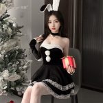 Elegant Christmas Cosplay Bunny Costume Sexy Pure Desire Strapless Dress Christmas Gown - Image 4