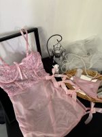 Sensual Transparent Lace Splicing Lingerie with Thong and Thin Sleepwear Bow Backless Skirt Set - Image 5