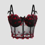 Perspective embroidery floral butterfly bow fishbone breasted vest - Image 2