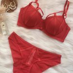 Sexy Lace Underwear Red Ultra-thin Large Chest Minimizer Push-up Bra Set - Image 8