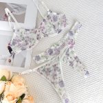 Lace Print Sheer Gathered Sexy Bra Set with Two Pairs of Comfortable Underwear for Large Breasts - Image 7