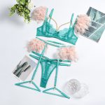 Feather Sexy Lingerie with Chain Lace Transparent Mesh Set for Women - Image 18