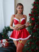 Christmas Role Playing Split Sexy Strap Stocking Sexy Underwear Set - Image 6