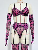 Cross-border  Sexy Underwear Five-piece Set with Gloves, Stockings, Tie-dye Design, Colorful Design, Erotic Underwear Set - Image 12