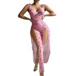 Sexy Lingerie Pink Valentine's Day Long Dress and Thong Two-Piece Set Uniform Temptation for Women - Image 5