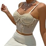 Luxury Solid Mesh Breathable Shell Pendant Sweet Girl Underwire Gathered Small Camisole - Image 5