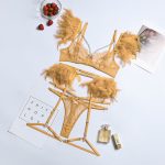 Feather Sexy Lingerie with Chain Lace Transparent Mesh Set for Women - Image 13