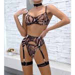Sexy Zebra Print Wild Comfortable Four-Piece Set -  Sheer Mesh Transparent Underwear - Image 4