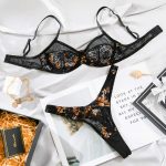 Lace Printed Contrast Color Sexy Comfortable All-Match Push-Up Bra Set with Steel Ring Support and Adjustable Design - Image 6
