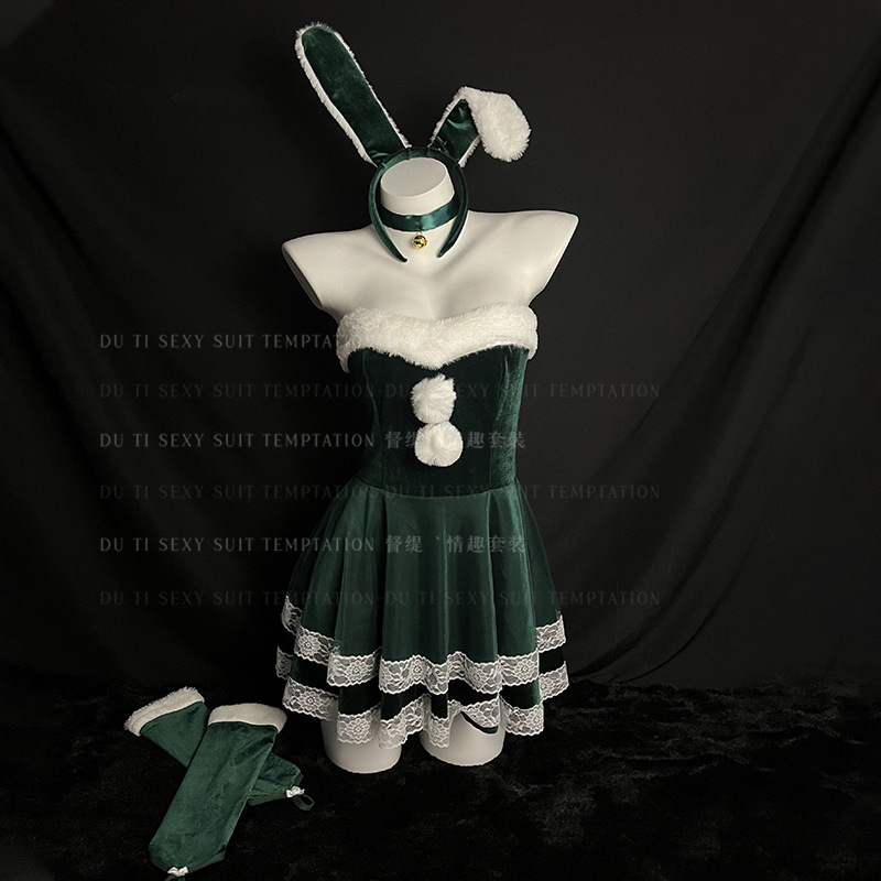573990378 Feminine Winter Pure & Sexy Christmas Bunny Costume Velvet Dress Stage Performance Dress for Women S3 - Image 1