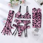 Tie-Dye Colorful Small Bust Gathering Mesh Sexy Lingerie Five-Piece Set for Women - Image 10