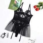 Sexy Lace Mesh Splicing Transparent Three-Piece Lingerie Set - Image 3