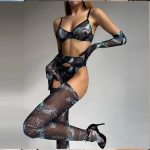 Tie-Dye Colorful Small Bust Gathering Mesh Sexy Lingerie Five-Piece Set for Women - Image 2