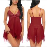 Mesh women's perspective sexy lingerie two-piece set tempting suspender nightgown sexy - Image 11