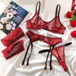 Arrival Sexy Mesh Printed Leopard Pattern Transparent Push-up Set with Stockings - Image 6