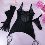 Sexy Mesh Backless Transparent Bondage Rope with Gloves Three-Piece Set for Women - Image 8
