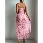 Sexy Lingerie Pink Valentine's Day Long Dress and Thong Two-Piece Set Uniform Temptation for Women - Image 2