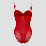 Sheer Mesh Street Style Metallic Chain Design Strapless Fitted Jumpsuit - Image 2