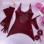 Sexy Mesh Backless Transparent Bondage Rope with Gloves Three-Piece Set for Women - Image 6