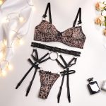 Leopard Print Sheer Sexy Wild Three-Piece Set Underwear - Image 5