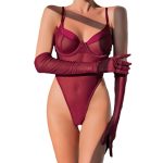 Sexy Transparent Simple Basic Fitted Hip-Lifting Bodysuit with Gloves for Women - Image 5