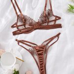 Embroidered Sexy Bra Women's Delicate Mesh Bra Comfortable Cotton Crotch Hollow Out Tempting Thong Set - Image 3