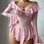 Sexy Transparent Mesh Pure Desire One-Shoulder Dress Seductive Erotic Uniform Underwear - Image 2