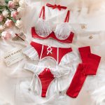 Sexy Lingerie Set - Lace and Mesh Splicing Nurse Costume Erotic Underwear Five-Piece Set - Image 6