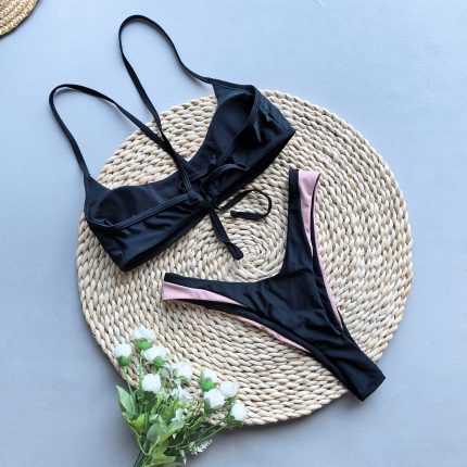 Style Bikini Set with Splicing Design for Women