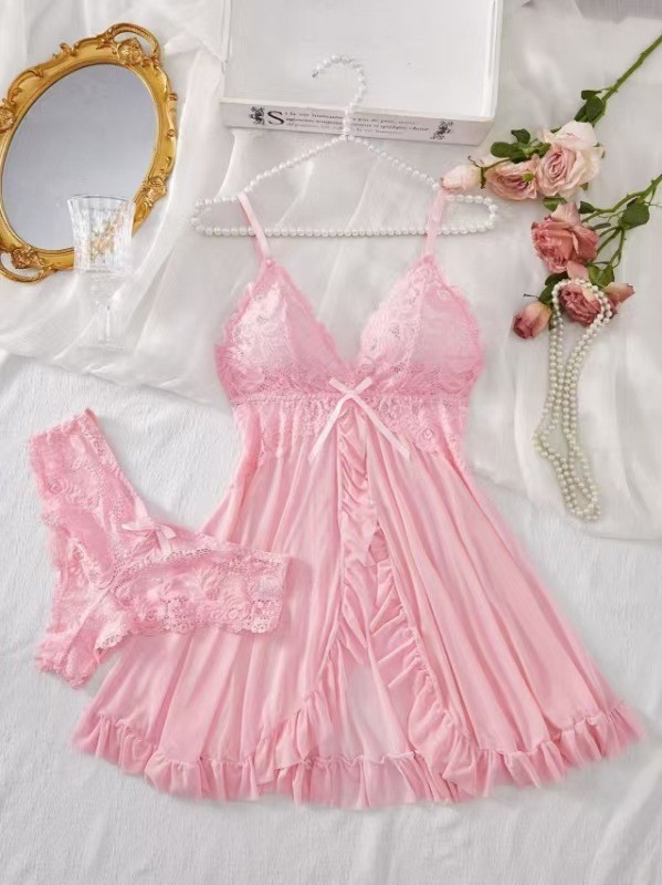 573870278 Lace Camisole Set Sexy Lingerie V-Neck Pajamas in Multiple Colors - Image 1