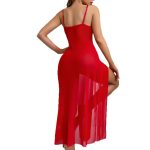 Sexy Mesh Lace Splicing Transparent Strap Long Dress Erotic Set - Image 5