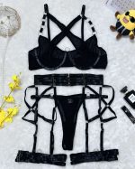 Cross-Strap Neckline Underwear with Steel Ring Pure Desire Sexy Set for Women - Image 7
