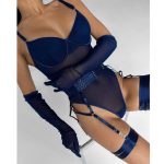 Sexy Lingerie One-Piece Bodysuit with Gloves and Bandage Transparent Mesh Underwear - Image 4
