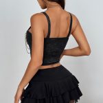 Summer  Arrival Pure Desire Style Lace Design Pearl Bow Steel Ring Boned Slimming Mini Strapless Top - Image 4