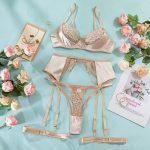 Sexy Three-Piece Sheer Lingerie Set with Lace Embroidery and Mesh Splicing, Push-Up Bra and Thong Four-Piece Suit - Image 6