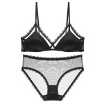 Summer Thin Triangle Cup Smooth Lace Bra Wireless Small Chest Gathering Sexy Lingerie Set - Image 4