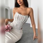 Elegant Pure Temptation Floral Lace Fitted Boned Backless High-End Sexy Wrap Top - Image 4