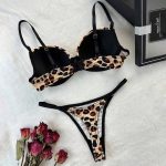 Leopard Print Sexy Bra and Thong Set Comfortable Lifting Underwear Set - Image 2