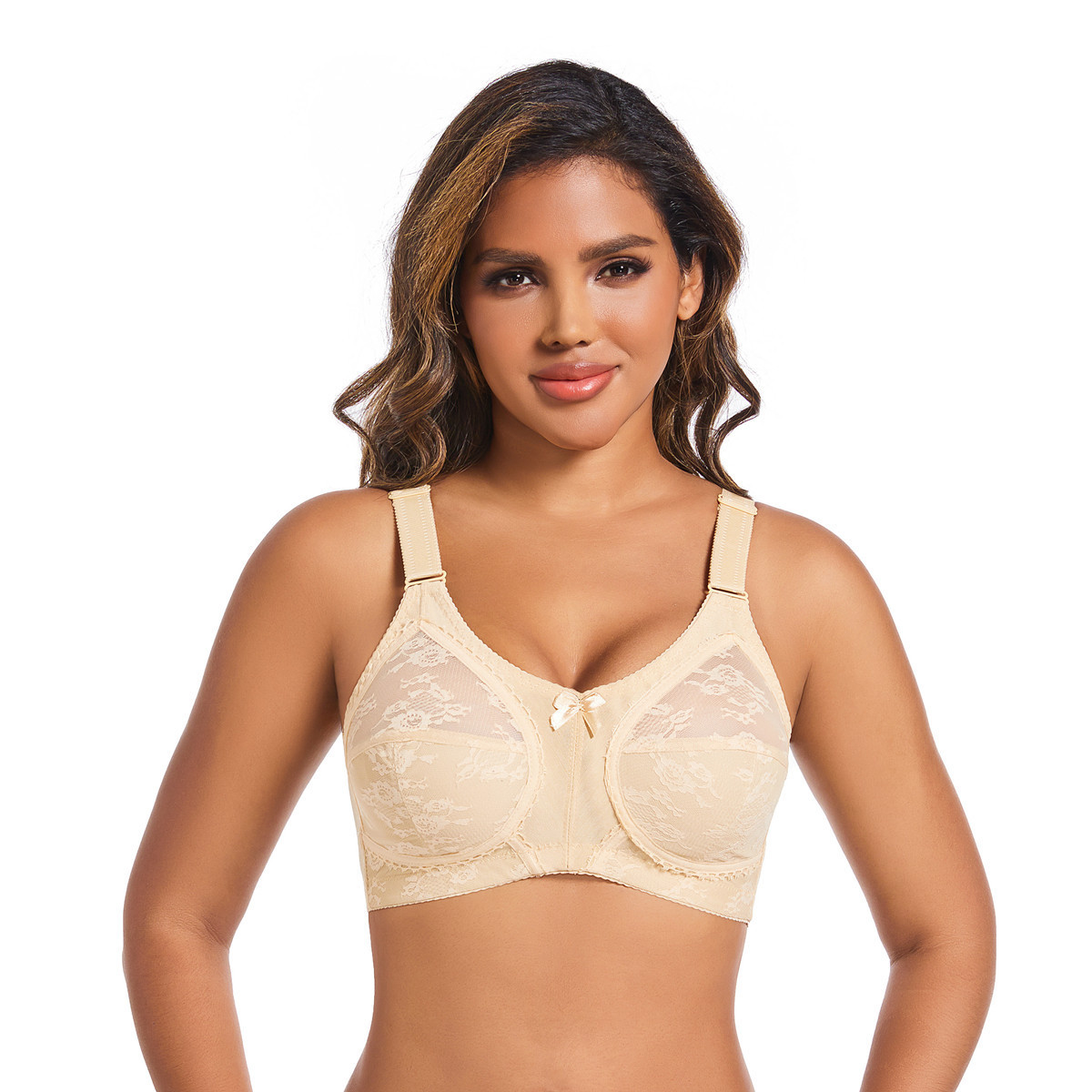 573870513 Cross-border Ultra-thin Plus Size Full Cup Export Bra Without Padding Sexy Lace Wire-free Transparent European and American Style Underwear - Image 1