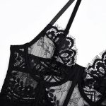 Sexy Lace Mesh Splicing Transparent Three-Piece Lingerie Set - Image 4