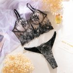 Sexy Women's Bra Set Black Lace Embroidery Steel Ring Boned Underwear Intimates - Image 6