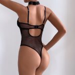 Nightclub Spicy Girl PU Leather Mesh Splicing Belted Waist Backless Sexy Jumpsuit Women - Image 4