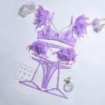 Feather Sexy Lingerie with Chain Lace Transparent Mesh Set for Women - Image 15