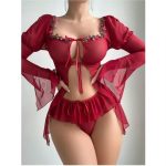 Strap Sleep Dress Erotic Lingerie Sleepwear Embroidered Design - Image 4