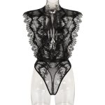 Sexy Lace Splicing Deep V-Neck Slimming Bodysuit - Image 5